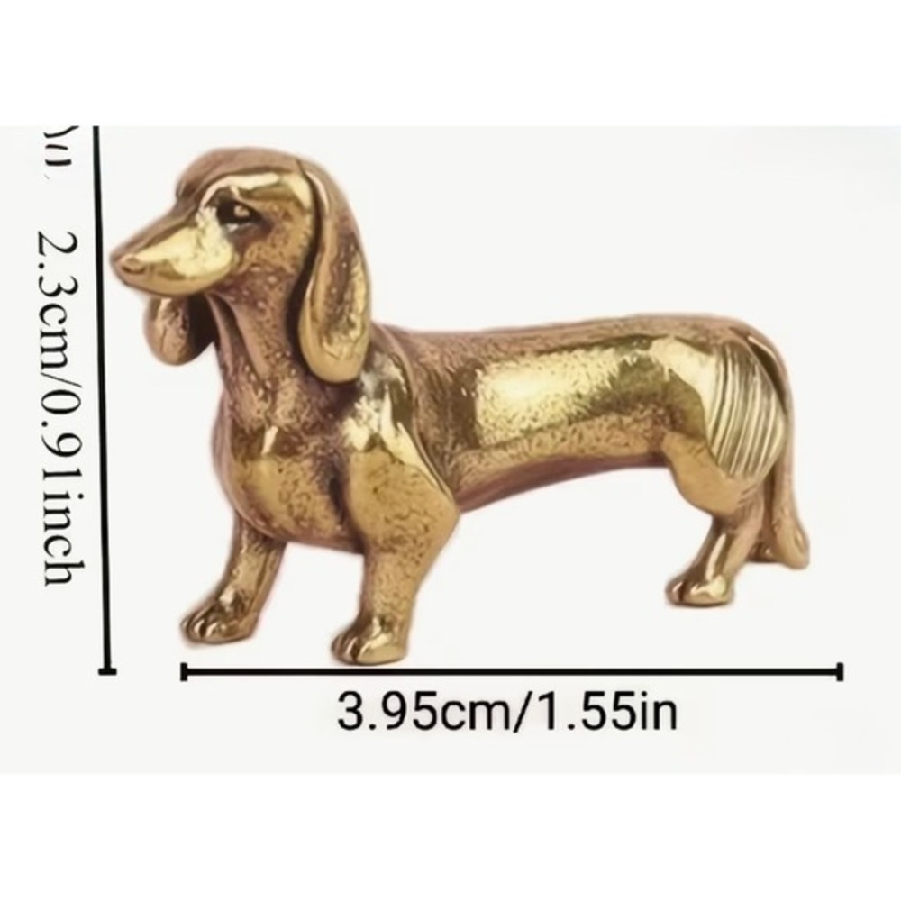 Solid‎ Brass Dachshund Dog Figurine Miniature Statue Collectible Animal Decor - Picture 3 of 7